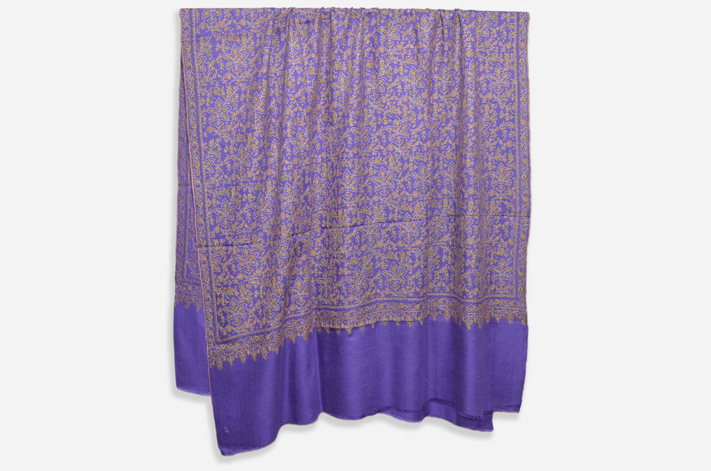Purple Sozni Pashmina Jamawar Shawl