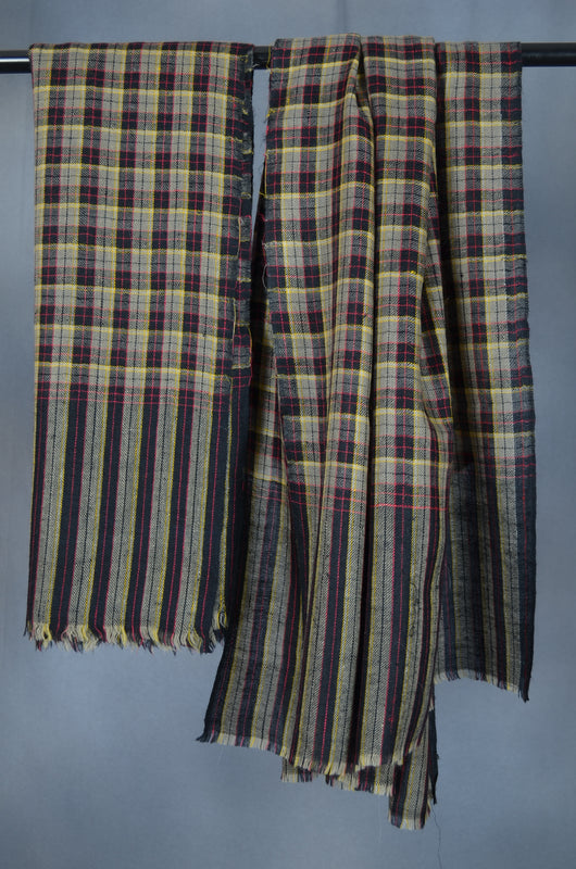 Black Check Handwoven Cashmere Pashmina Scarf