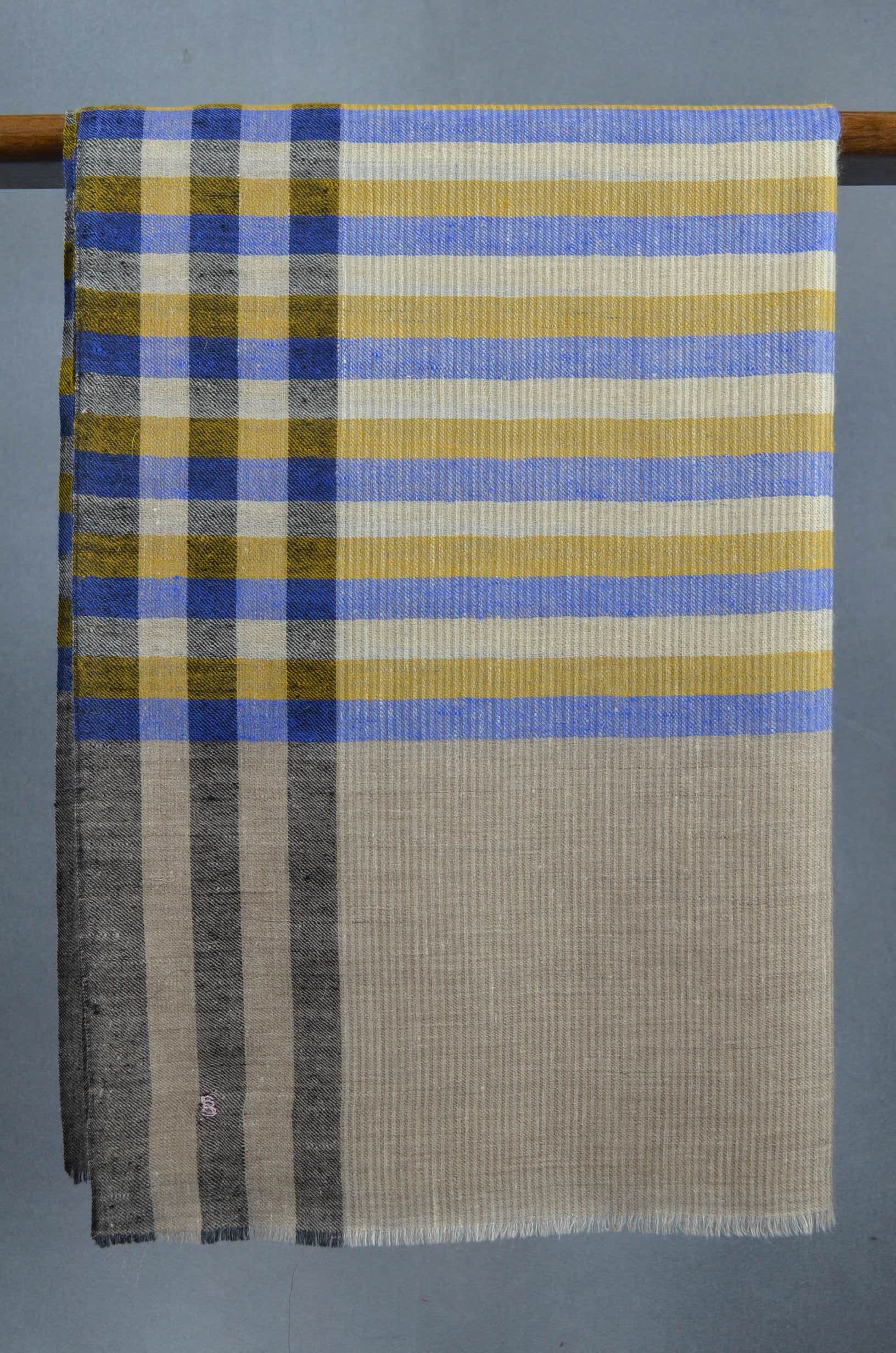 Multi Color Big Stripe Handwoven Cashmere Pashmina Scarf