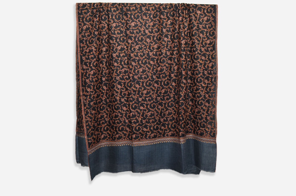 Black and Charcoal Grey Cashmere Pashmina Jali