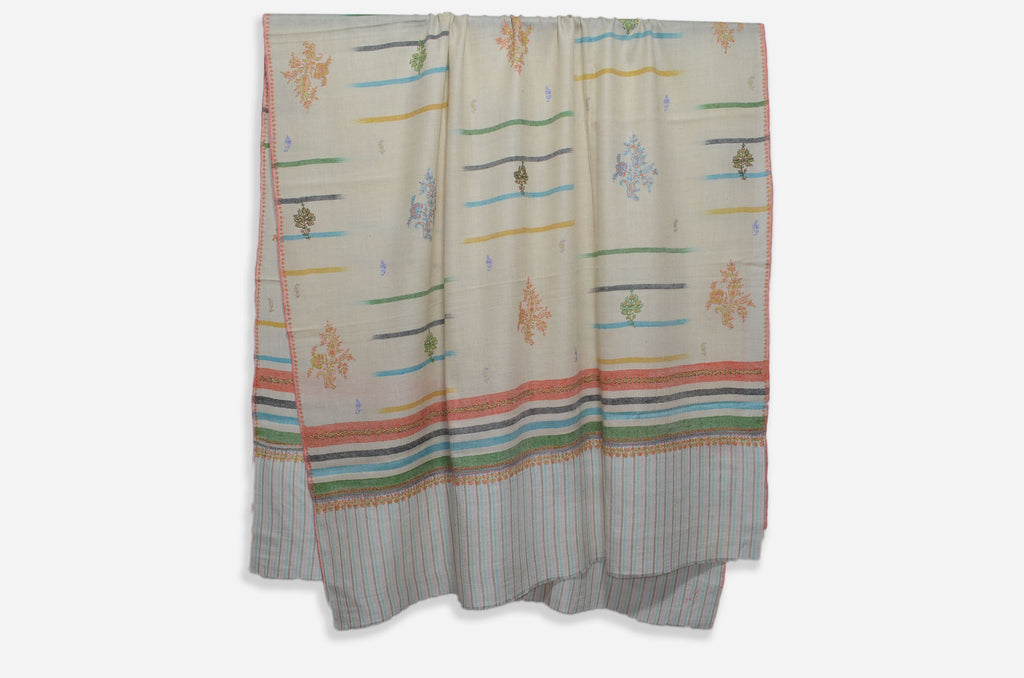 Designer Ivory Khadi Woven Pattern Jali