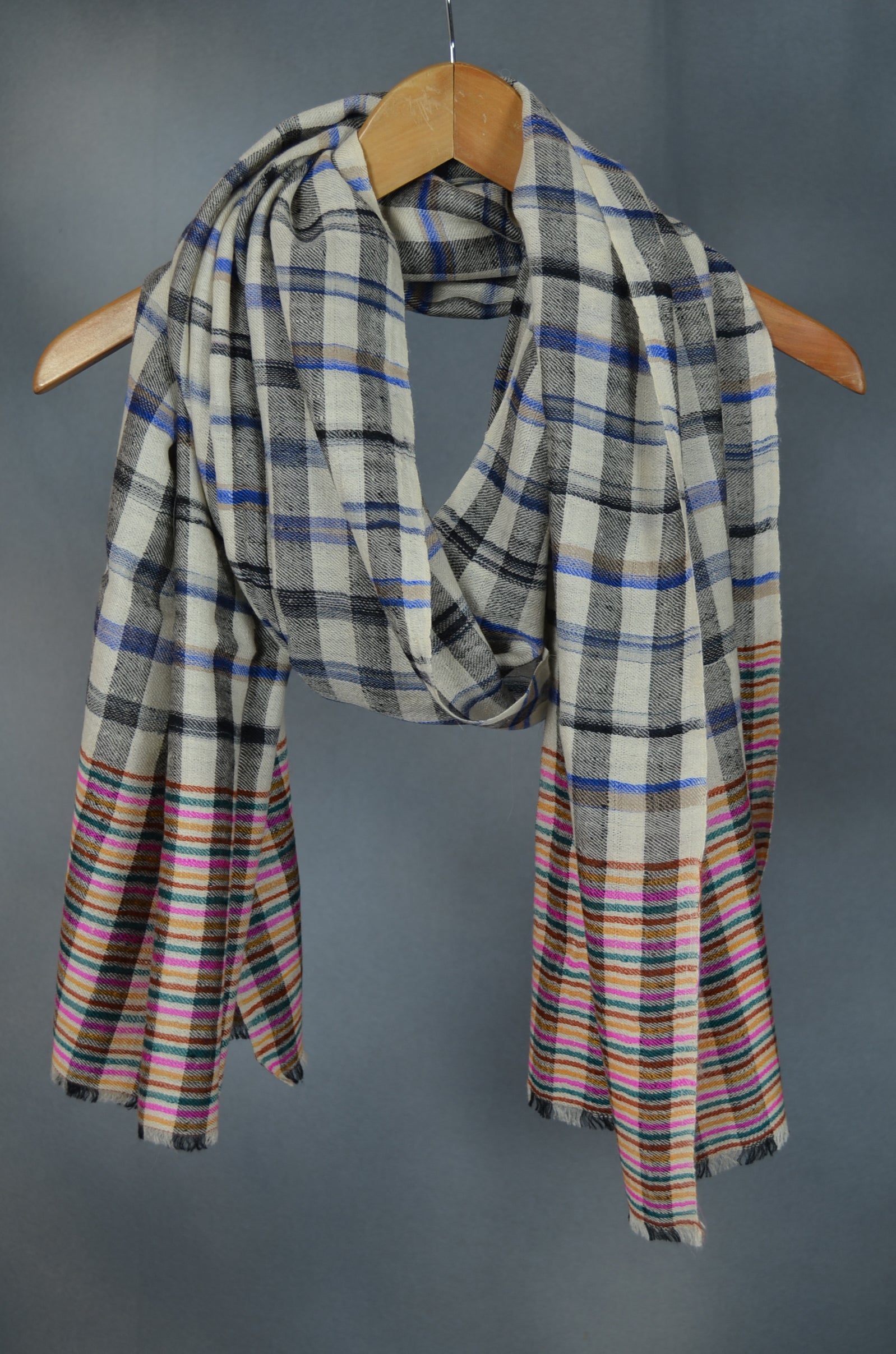 Black & White Handwoven Cashmere Pashmina Scarf