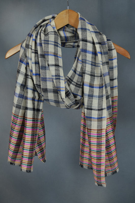 Black & White Handwoven Cashmere Pashmina Scarf