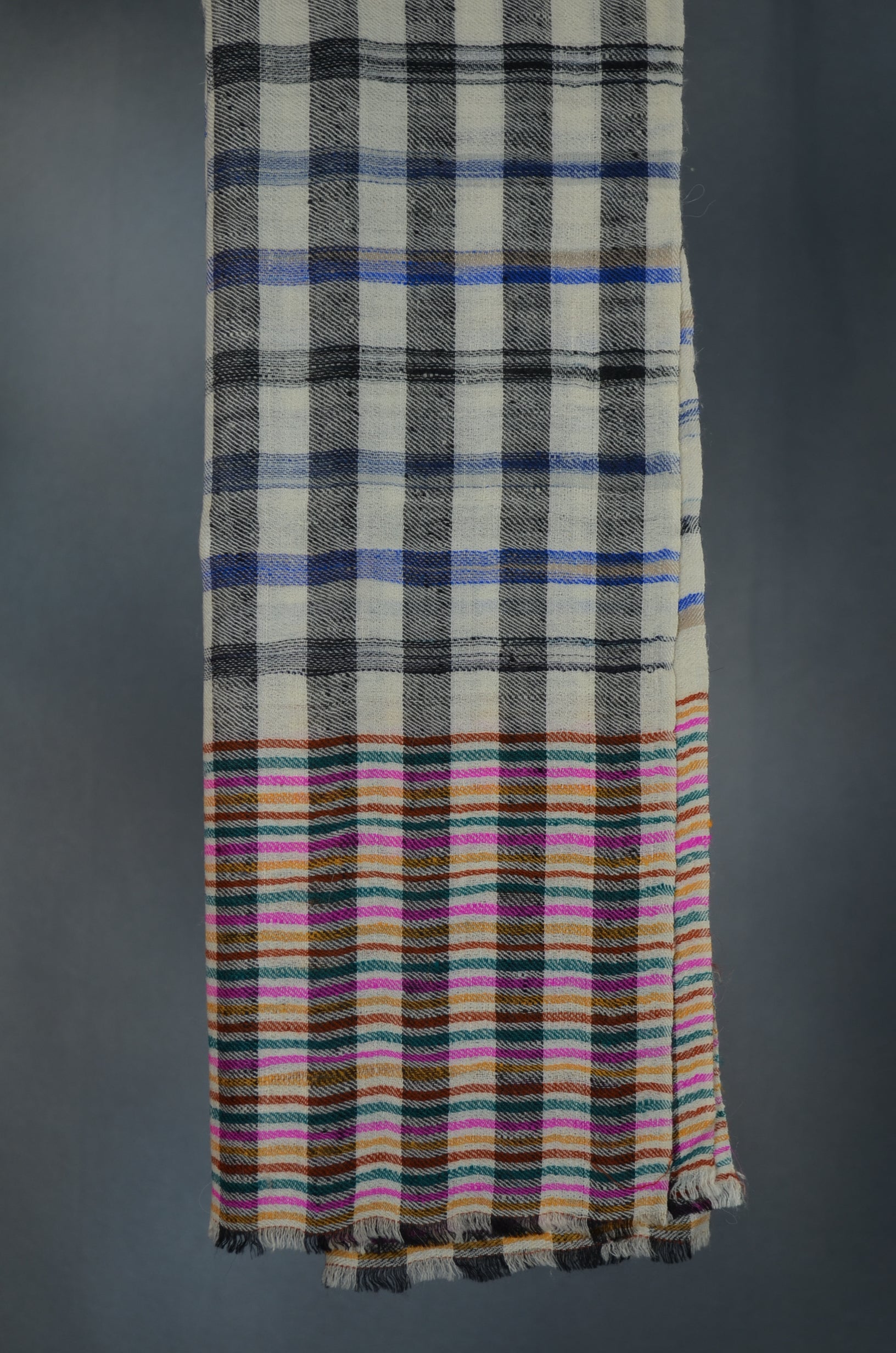 Black & White Handwoven Cashmere Pashmina Scarf