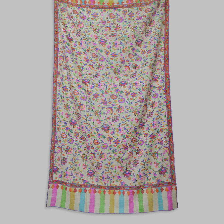 Ivory Kani Jamawar Pashmina Shawl