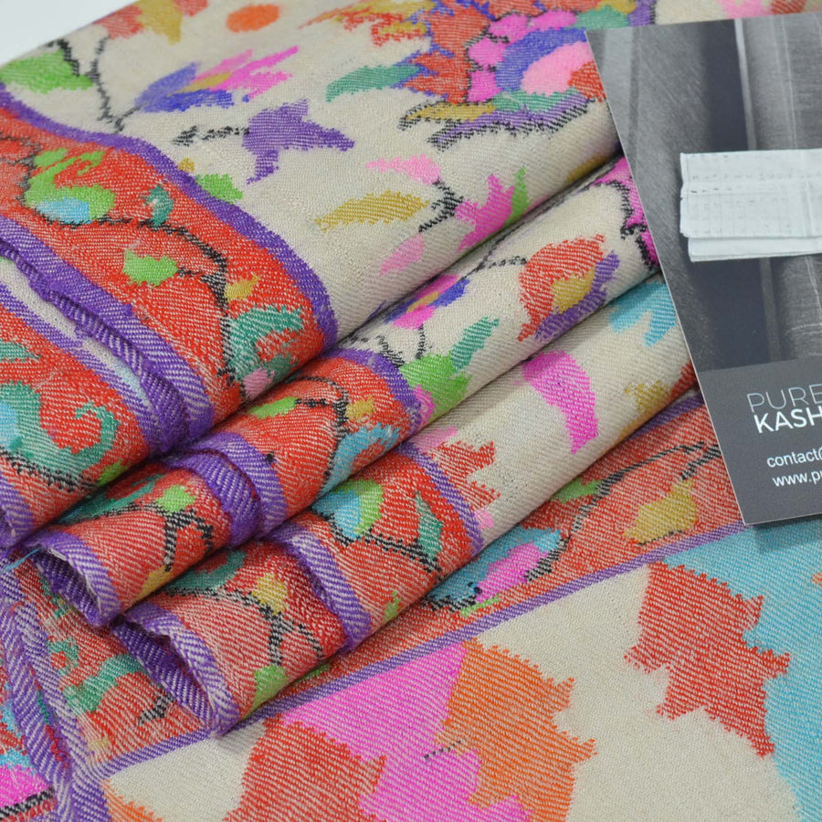 Ivory Kani Jamawar Pashmina Shawl