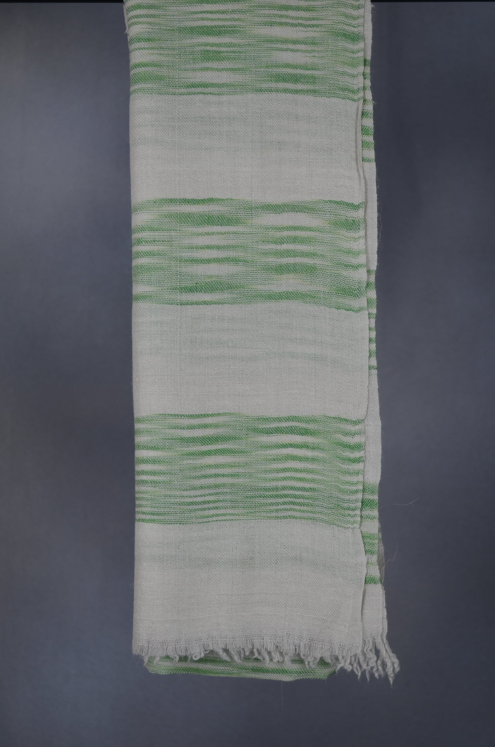 Ivory & Green Khadi Handwoven Cashmere Pashmina Scarf