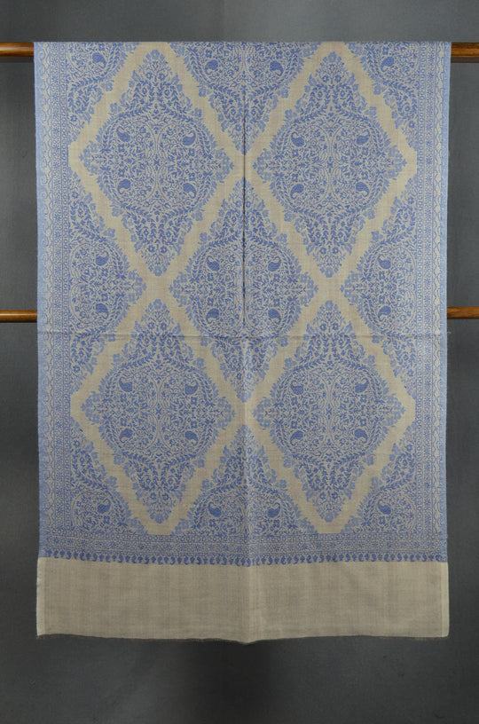 Ivory Base Jacquard Weave Merino Scarf