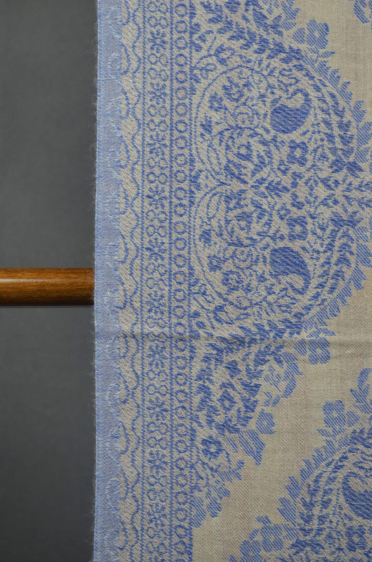 Ivory Base Jacquard Weave Merino Scarf