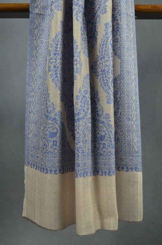 Ivory Base Jacquard Weave Merino Scarf