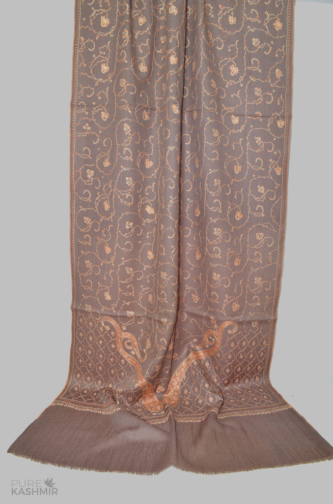 Cedar Merino Sozni Hand Embroidery Scarf
