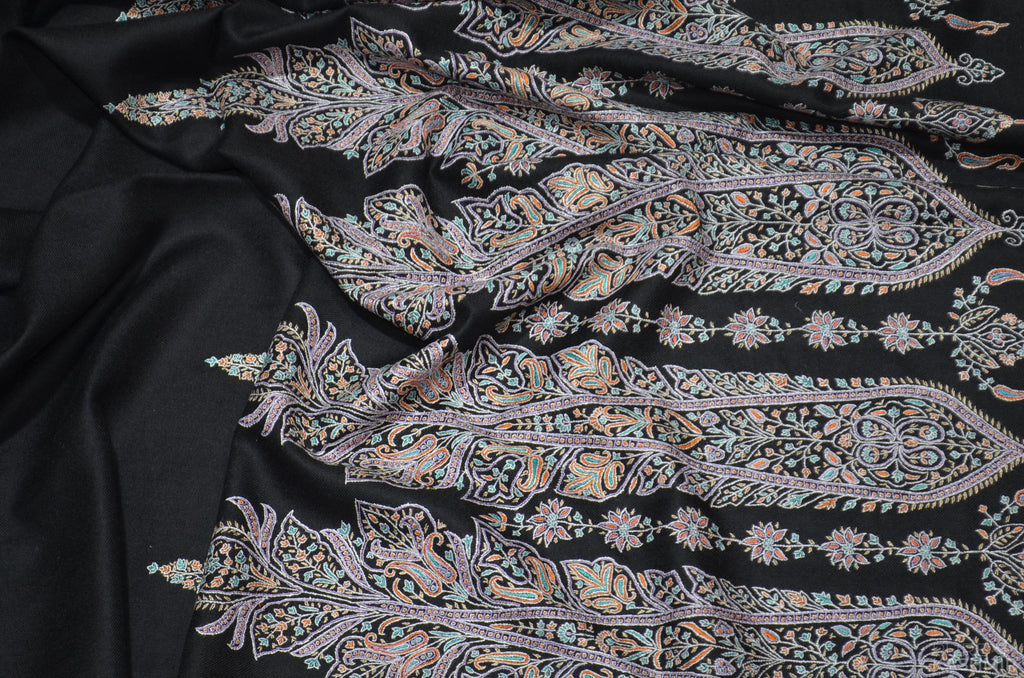 Black Cashmere Pashmina Shawl with Stunningly Pretty Border