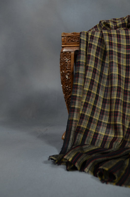 Black Check Handwoven Cashmere Pashmina Scarf