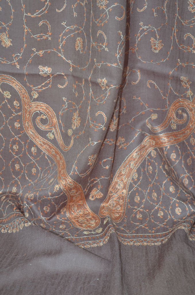 Cedar Merino Sozni Hand Embroidery Scarf