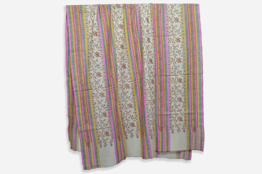 Ivory Multi Color Pashmina Jali