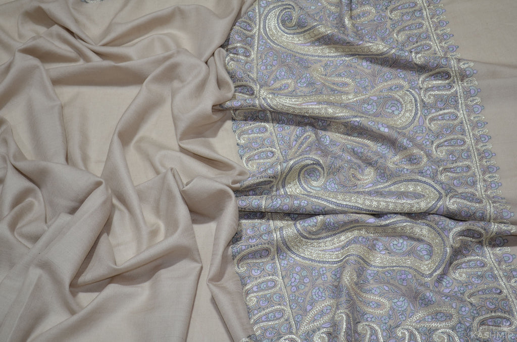 Beautiful Zari Embroidery Pashmina Shawl with Stunningly Pretty Border