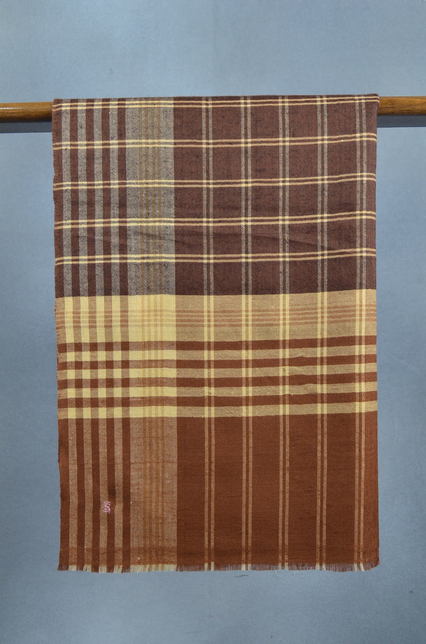 Chocolate Check Handwoven Cashmere Pashmina Scarf