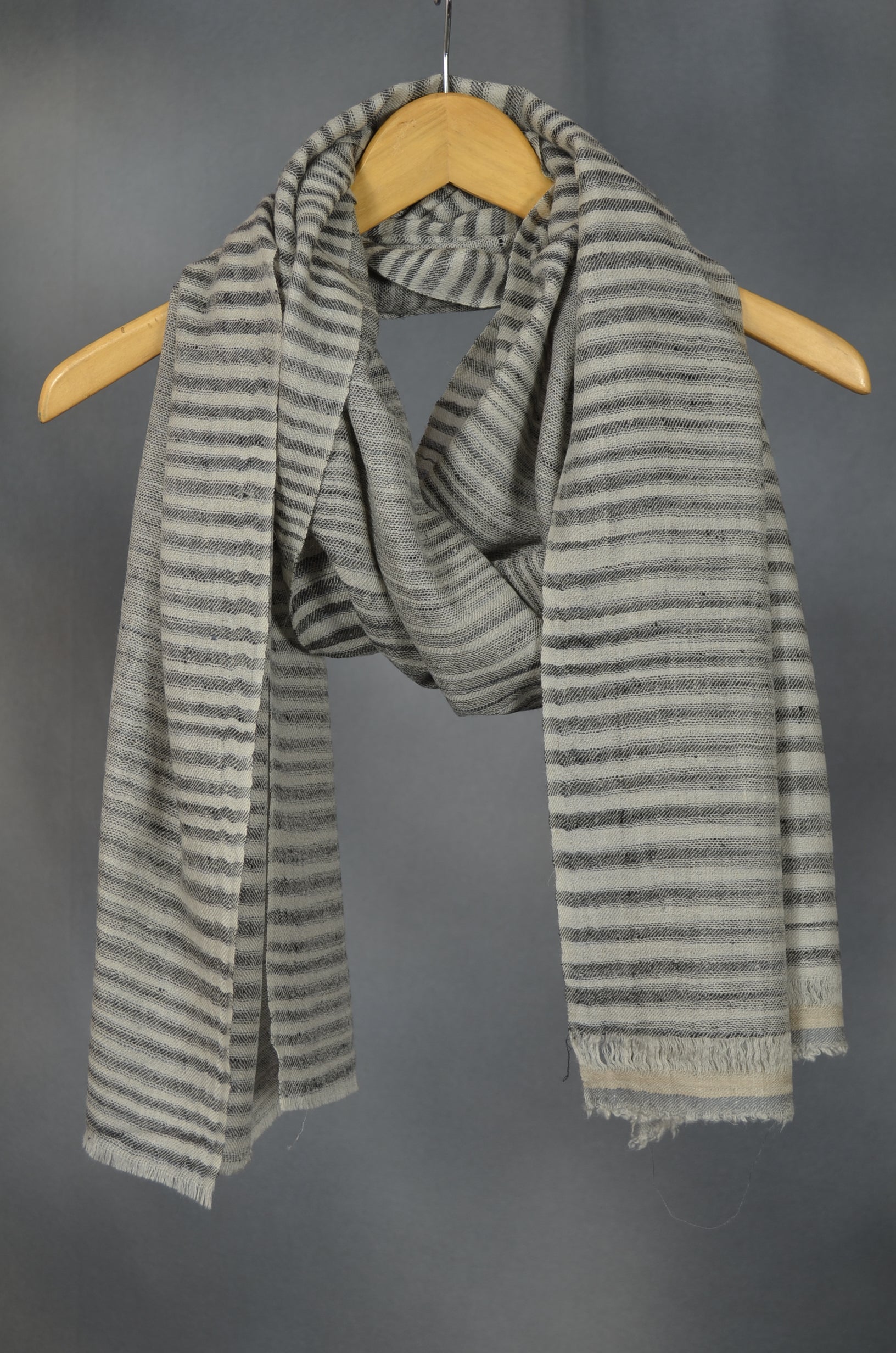 Grey & Black Handwoven Cashmere Pashmina Scarf