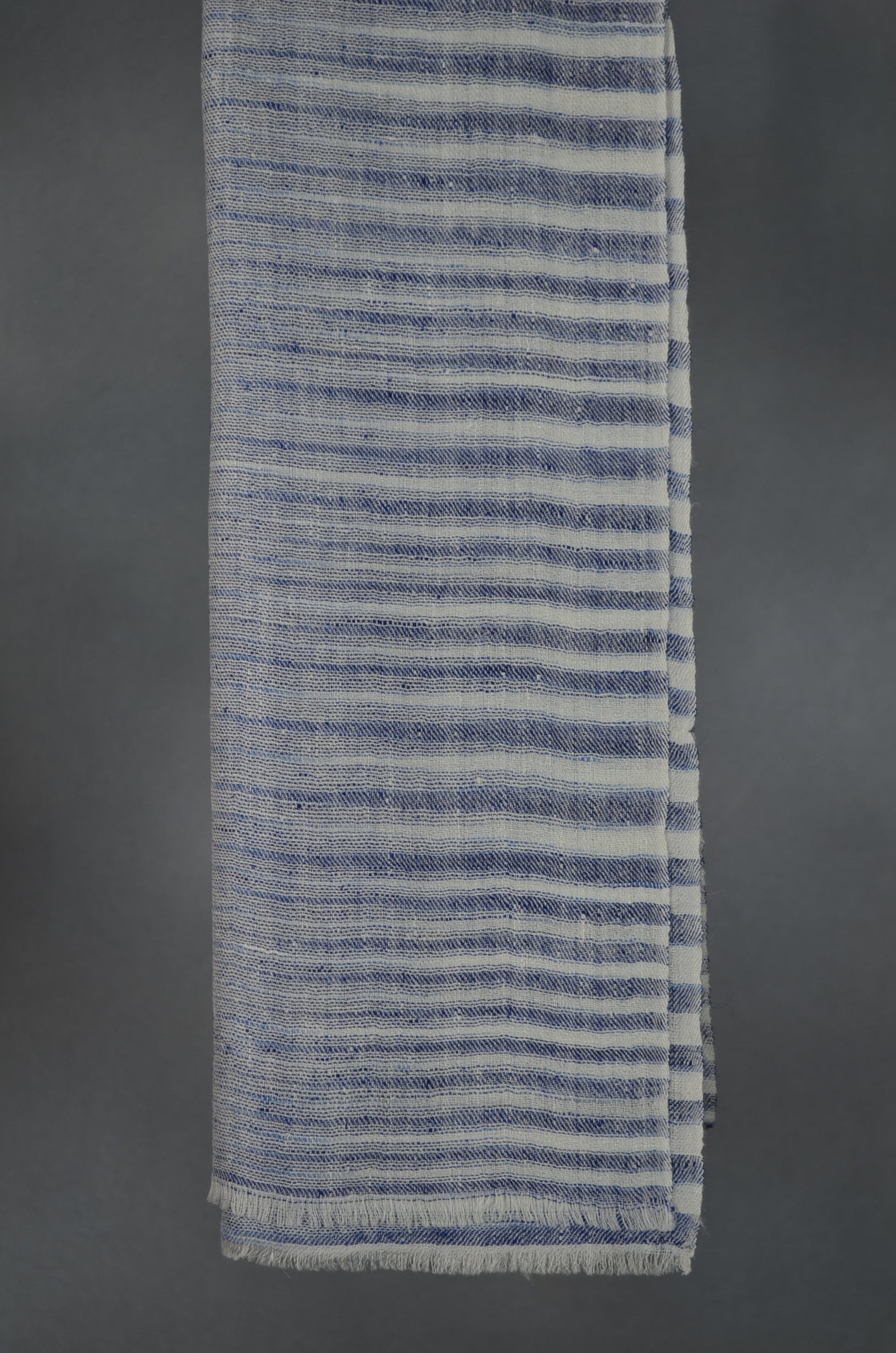 Ivory & Blue Khadi Handwoven Cashmere Pashmina Scarf
