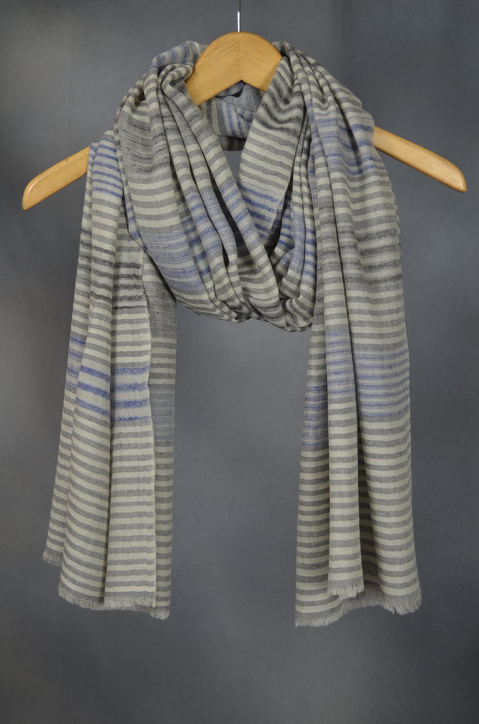 Blue & Black Handwoven Cashmere Pashmina Scarf