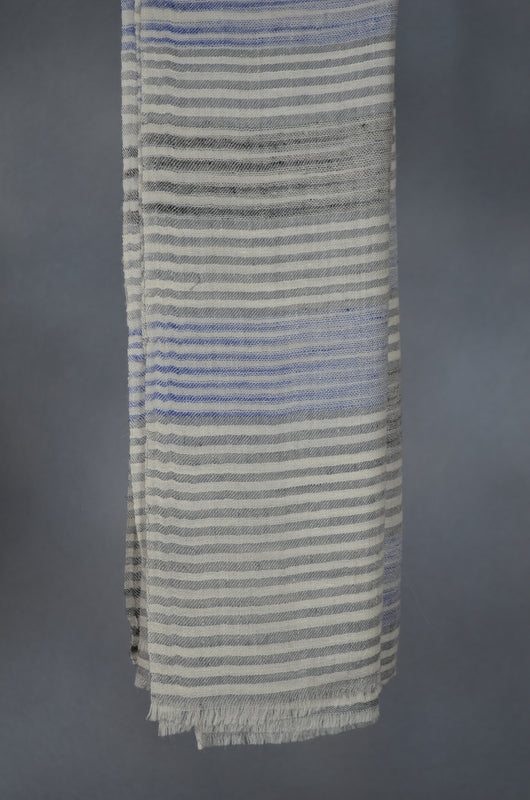 Blue & Black Handwoven Cashmere Pashmina Scarf