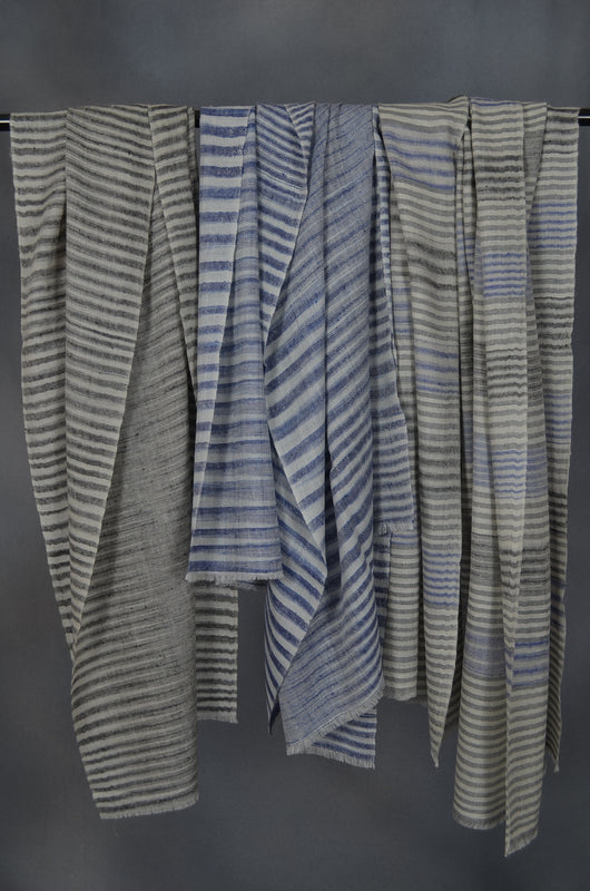 Blue & Black Handwoven Cashmere Pashmina Scarf