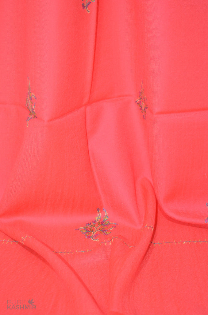Fuchsia Buti Motif Merino Sozni Hand Embroidery Scarf