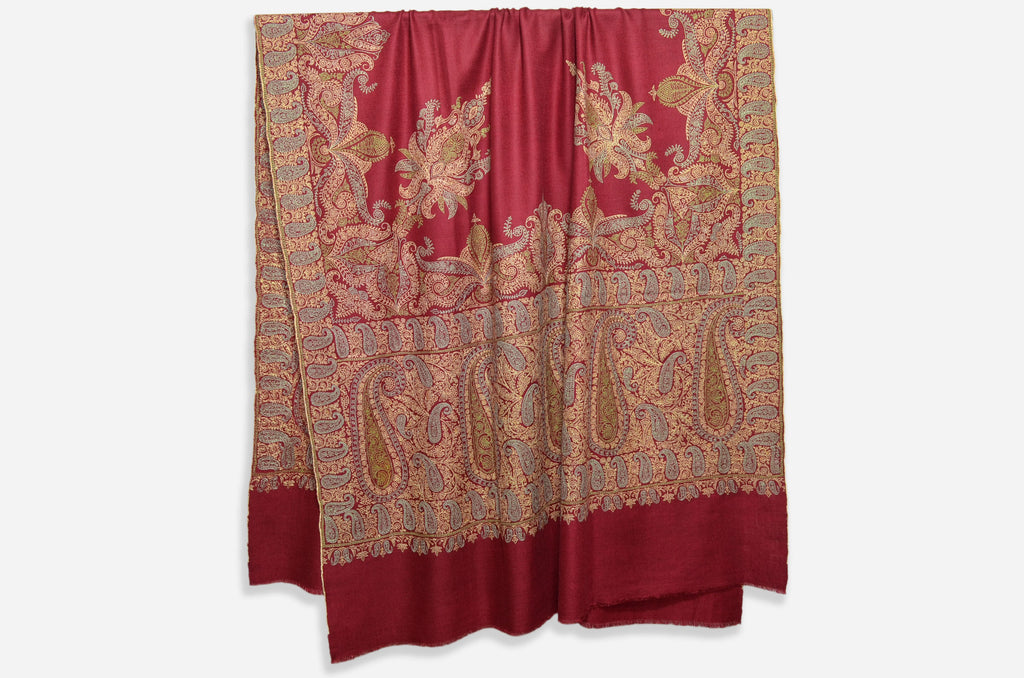 Maroon Pashmina with Beautiful Embroidery