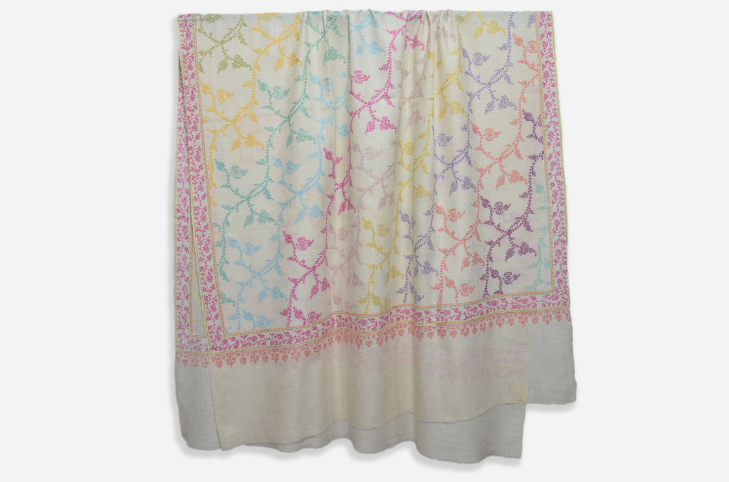 Ivory Jali with Amazing Multicolor Embroidery
