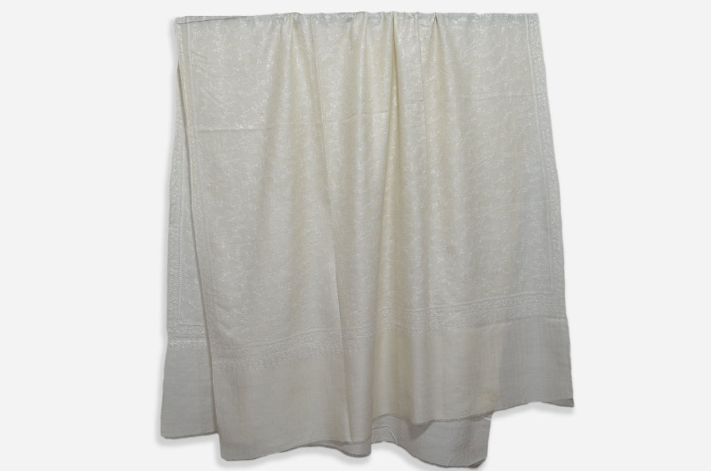 Ivory Jali with White Embroidery