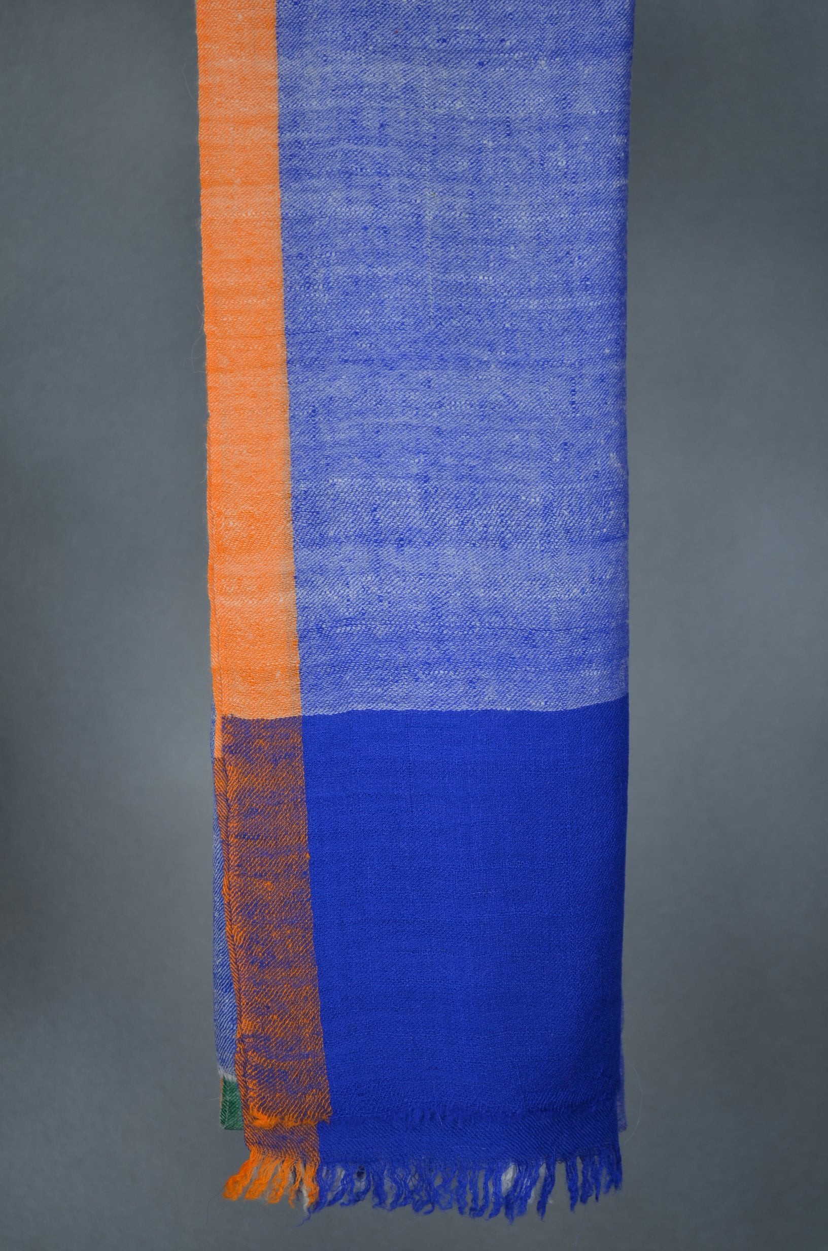 Half Blue Half White Handwoven Cashmere Pashmina Scarf