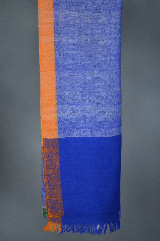 Half Blue Half White Handwoven Cashmere Pashmina Scarf