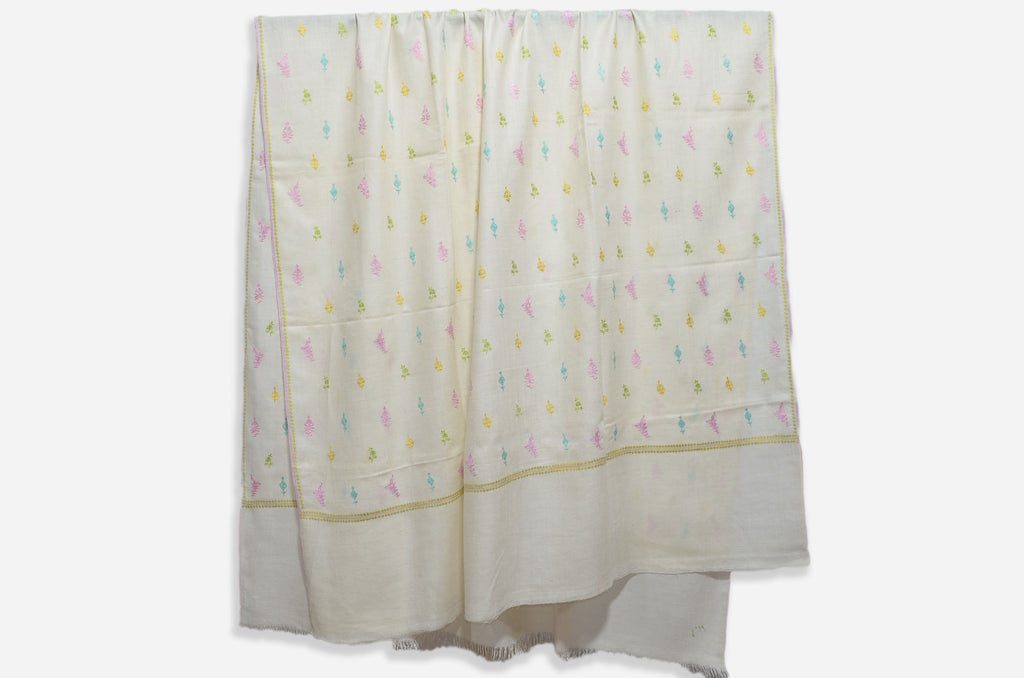 Ivory Jali with Beautiful Pastel Color Motifs