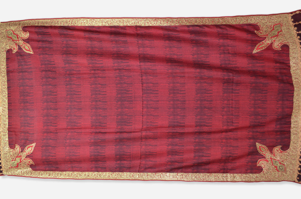 Black and Maroon Base Gold Tilla Work Pashmina Shawl