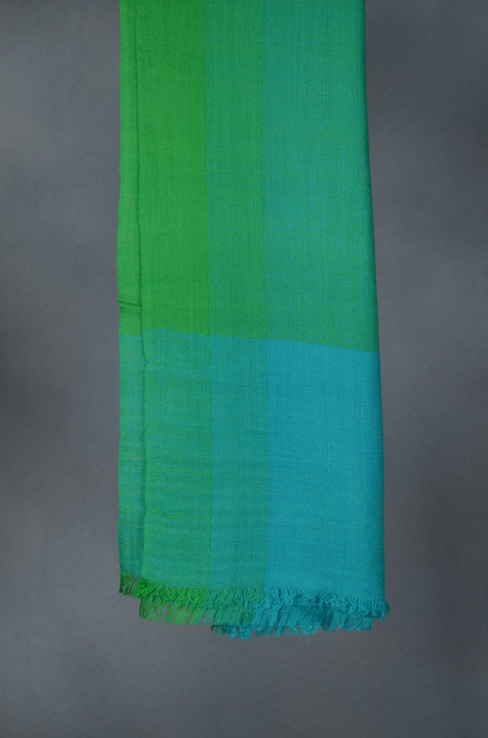 Bright Green and Turquoise Handwoven Cashmere Pashmina Scarf