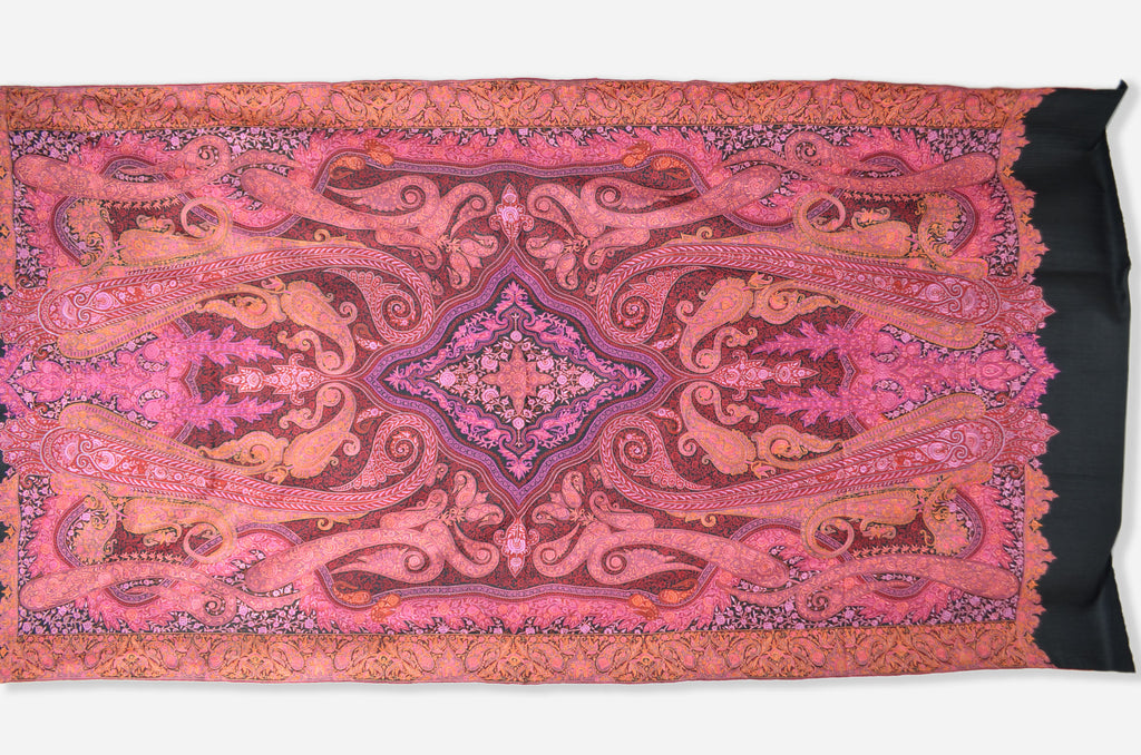 Oversized 2.5 Yard Black Pashmina Jamawar Shawl