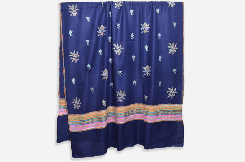 Stunning Shawl with Multi Color Border and Beautiful Motifs