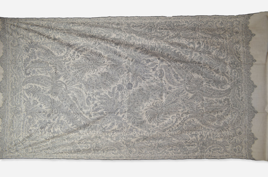 Oversized 2.5 Yard Natural Un-Dyed Pashmina Jamawar Shawl