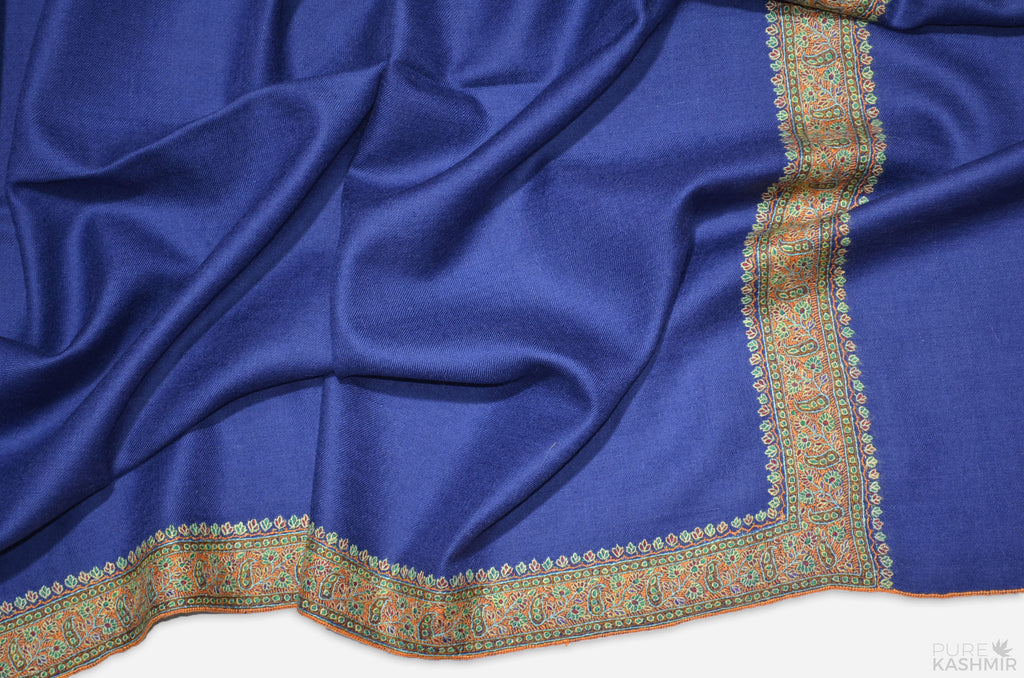 Blue Pashmina Shawl with Beautifully Crafted Border