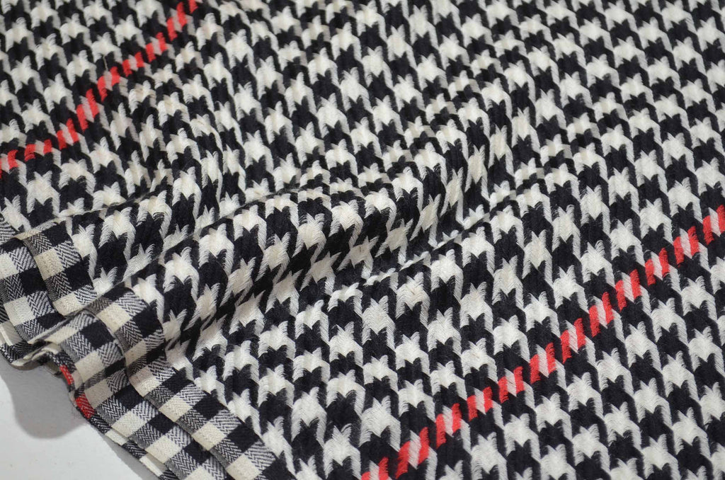 Black And White Knit Weave Merino Scarf