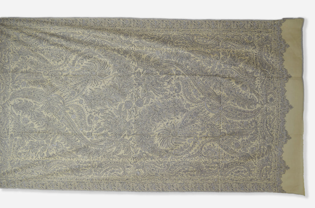 Oversized 2.5 Yard Yellow Pashmina Jamawar Shawl