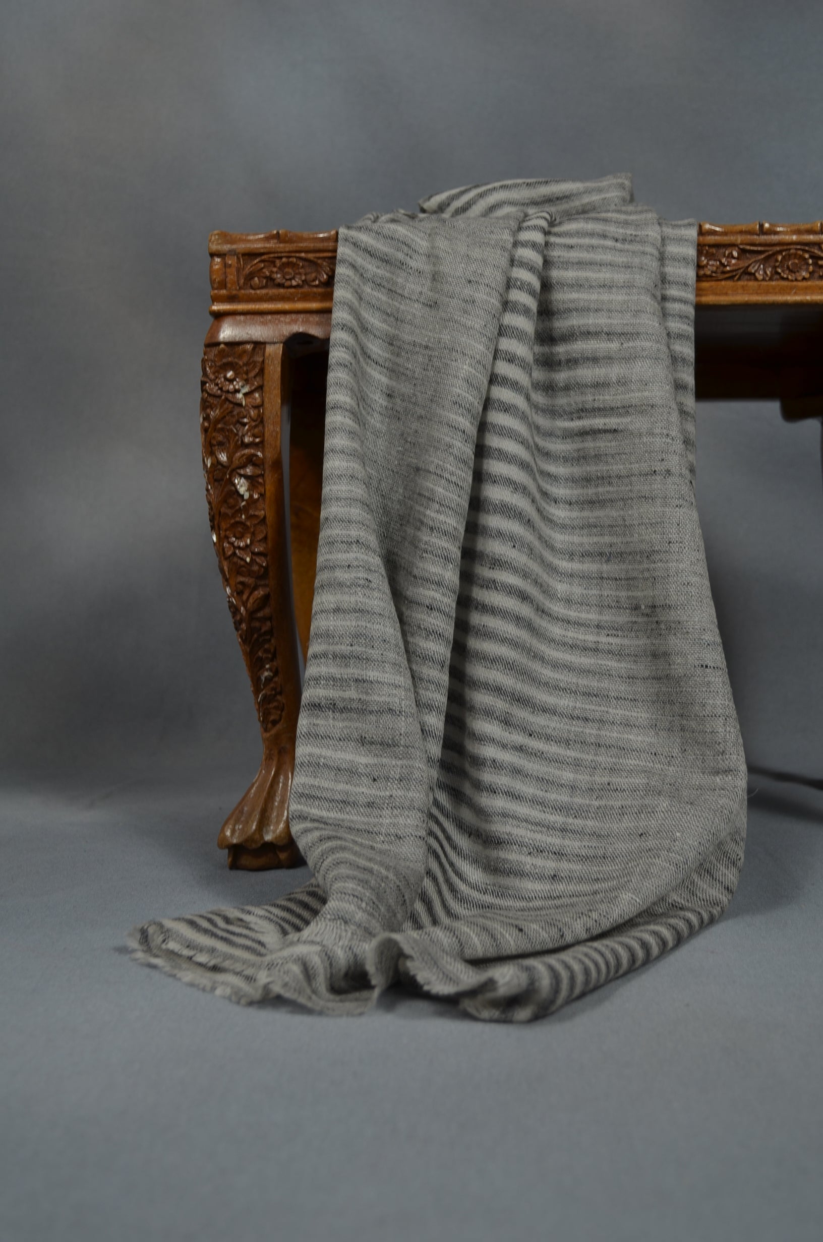 Grey & Black Handwoven Cashmere Pashmina Scarf