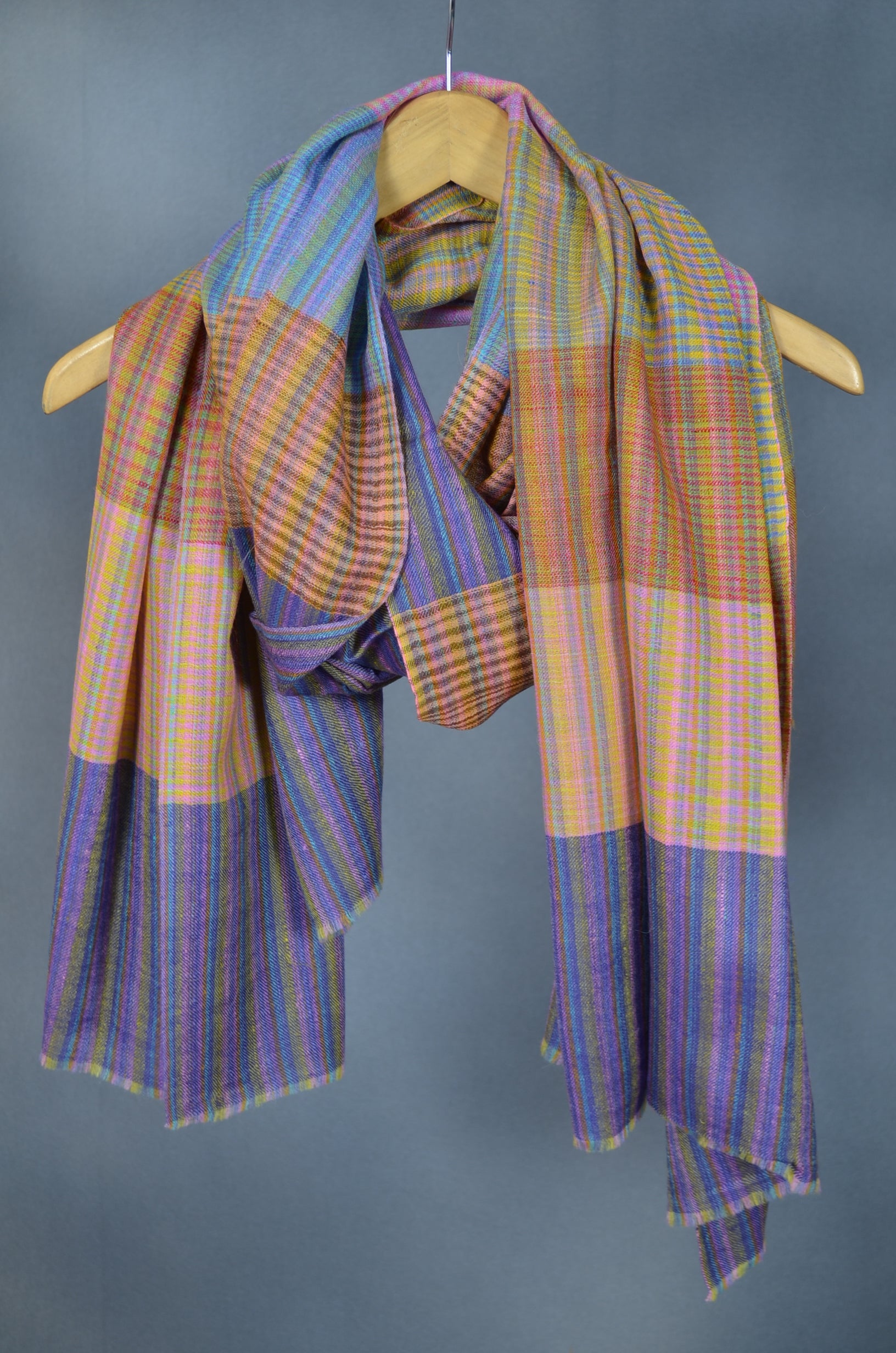 Multi Color Khadi Pattern Handwoven Cashmere Pashmina Shawl