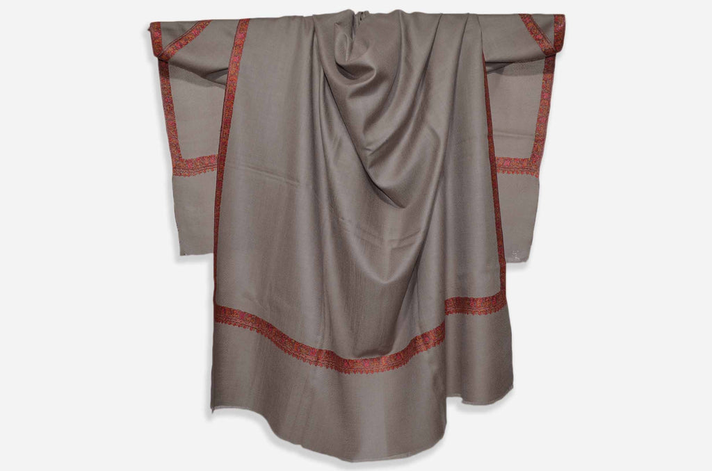 Un-Dyed Natural Cashmere Pashmina Shawl with Stunningly Pretty Border