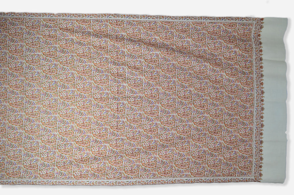 Oversized Ivory 3 Yard Pashmina Jamawar Shawl