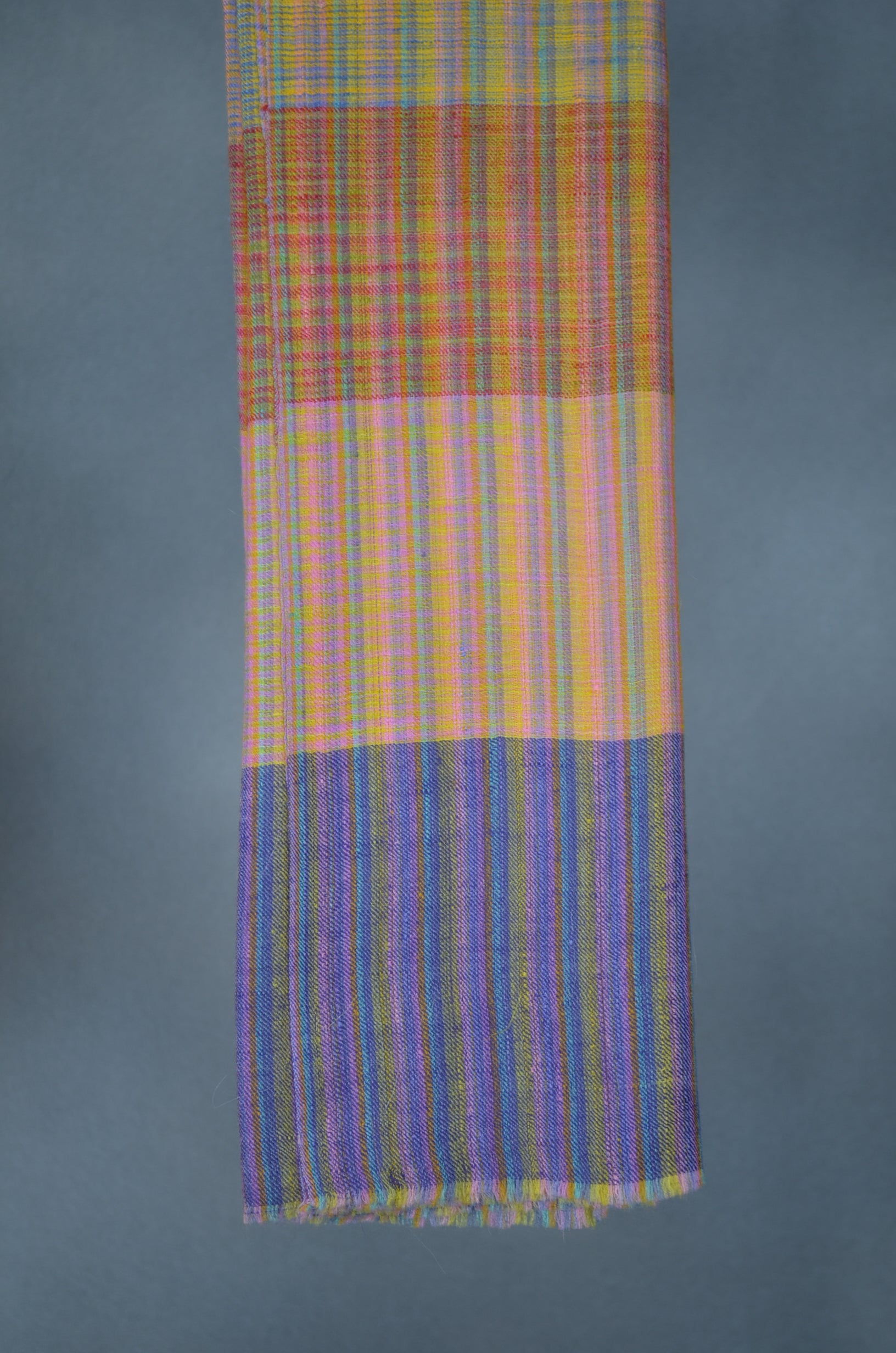 Multi Color Khadi Pattern Handwoven Cashmere Pashmina Shawl