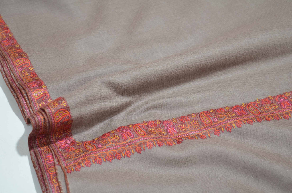 Un-Dyed Natural Cashmere Pashmina Shawl with Stunningly Pretty Border