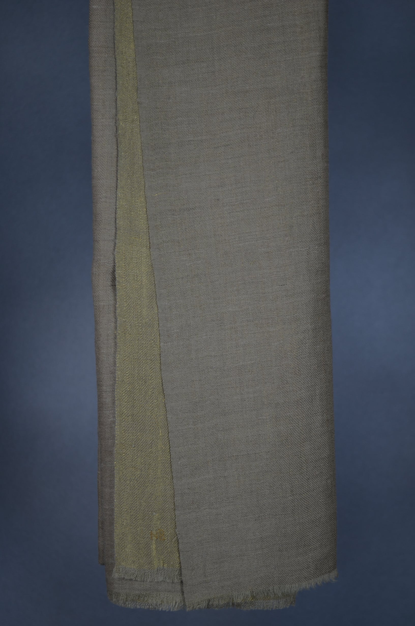 Reversible Natural and Metallic Golden Handwoven Cashmere Pashmina Shawl