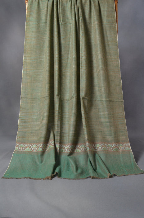 Green Khadi Border Embroidery Cashmere Pashmina Shawl