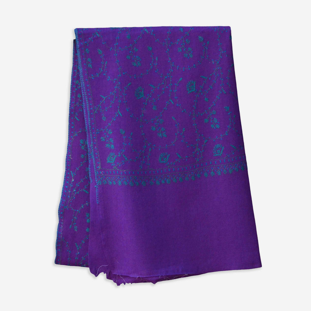 Beautiful Purple Kashmiri Merino Woolen Stole made from 100% natural fibers.